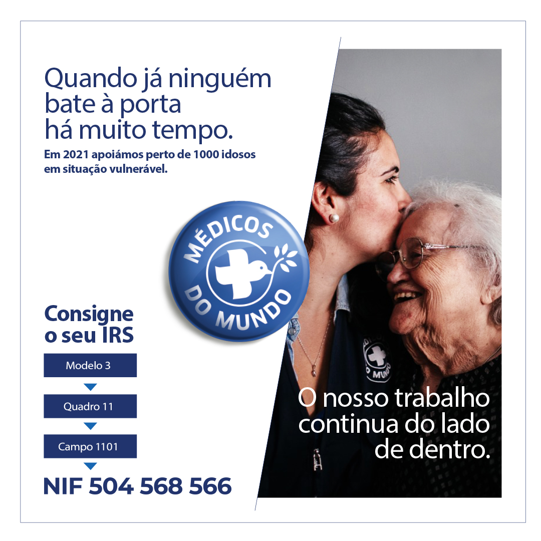 medicosdomundo's tweet photo. Sabia que em 2021, com a sua ajuda, conseguimos apoiar perto de 1000 idosos em situação vulnerável. 

Consigne 0,5% do seu IRS, sem custos para si, e ajude-nos a continuar o nosso trabalho do lado de dentro, mesmo quando já ninguém bate à porta há muito tempo. 

#IRS2022 #idosos https://t.co/4T52hAEwW3