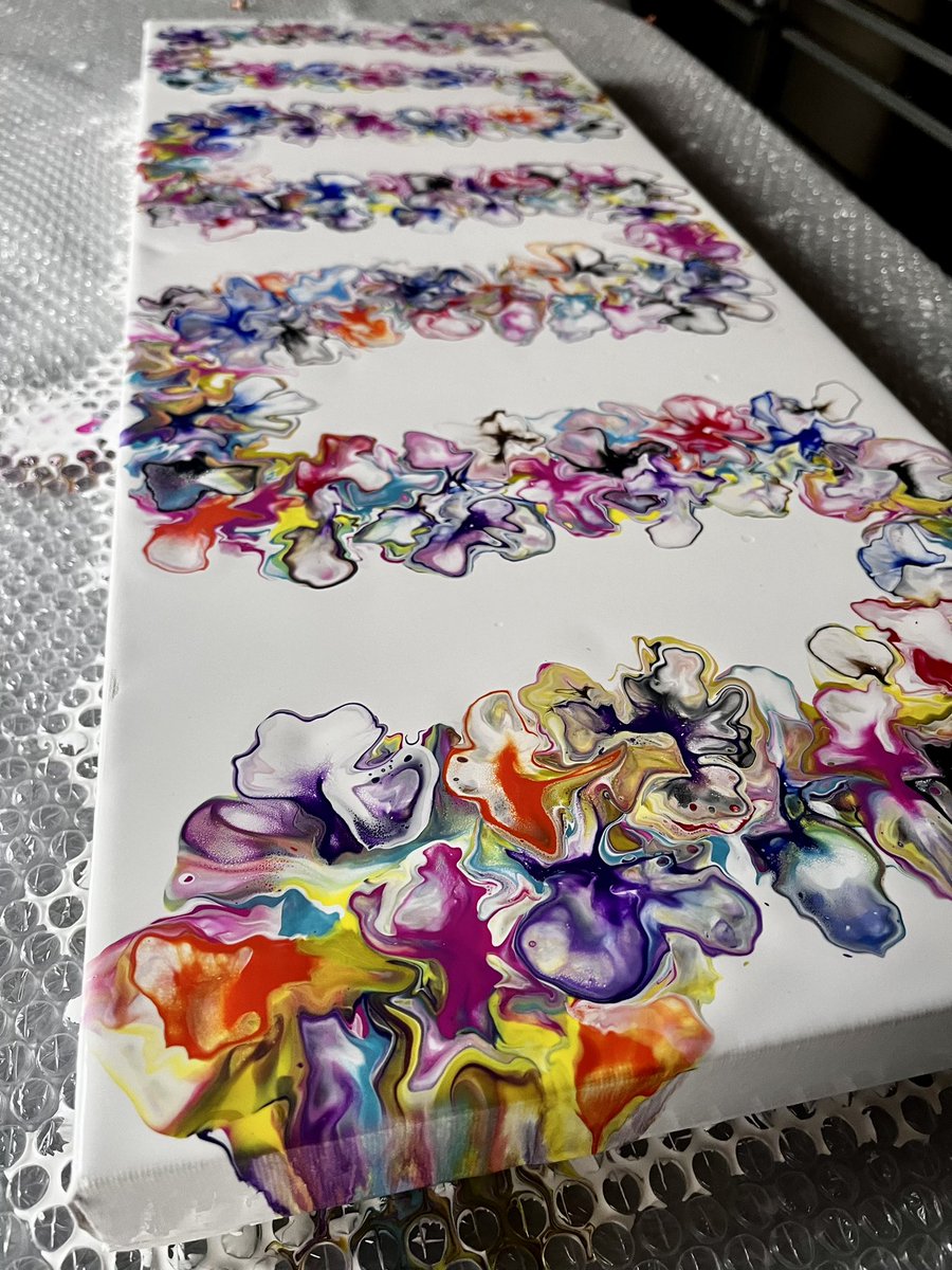 Latest painting 32x12 inch canvas with a deep edge #artist #artwork #fluidart  #fluidartist #modernart #abstractart #abstractartist #colour #pouringart #abstractgallery #artgallery