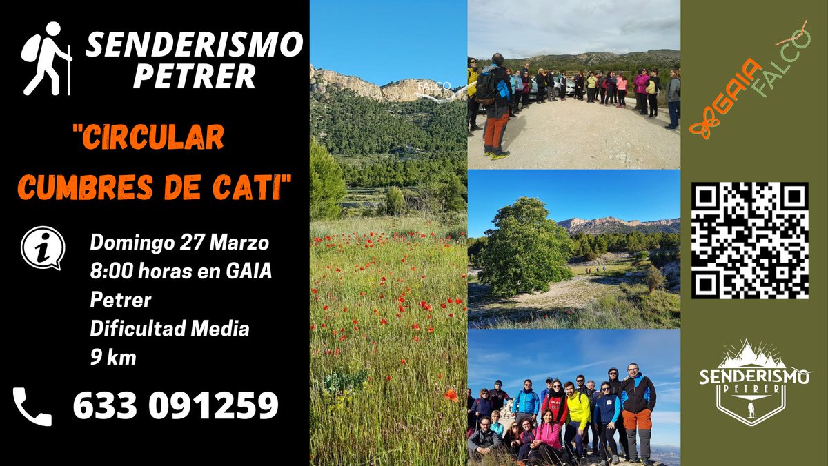 Gaia_Falco's tweet photo. #SenderismoPetrer ⛰"Cumbres de Cati"
Este Domingo 27 marzo descubre la #naturaleza, #historia, #cultura y curiosidades de uno de los rincones más bonitos de la Provincia de #Alicante
Con los amigos de #Gaia y #Falco
ℹ️ 633091259
#Senderismo #Trekking #Petrer #Vinalopo #Montaña https://t.co/d2Ug6xvbhL