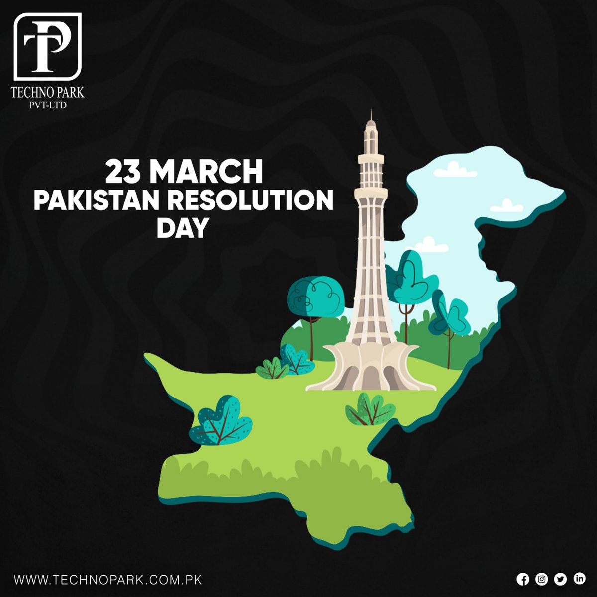 Technoparkoff's tweet photo. On this 23rd of March, may patriotism is led by the values that gave vision to this wonderful nation, Let us celebrate this day by promising to do our share to make our country more prosperous and more powerful.

#PakistanResolutionDay #23rdMarch2022 #Lahore #technoparkofficial https://t.co/Ln1huFskKL