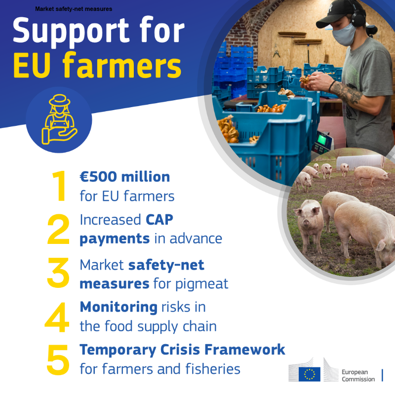 EUAgri's tweet photo. New EU actions for #FoodSecurity following Russia's invasion of Ukraine.

While food security is not at risk in the EU, these measures will:
🔸 help Ukraine feed its citizens
🔸 assist the regions where food supplies are affected by the war
🔸 support EU farmers

#EUSolidarity