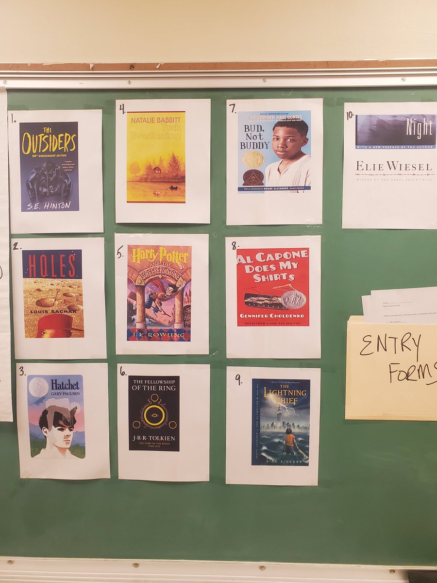 Match the Book to its First Line Contest! Open to all MS students. See Mr. Ruoff for an entry form and a chance for an Amazon gift card!