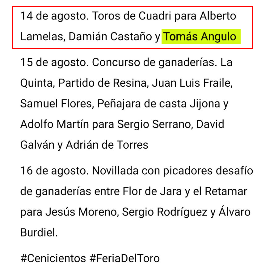 Paquitorruiz_FE's tweet photo. ¡A CENICIENTOS HEMOS DE IR...!

#ANGULO_2022 @Tomasangulo8 #Cenicientos #FeriaDelToro #ArgumentosParaCreer #cuestiondeFE #FE #ElReyDeLosLocosSoyYo https://t.co/k191ZqEee3