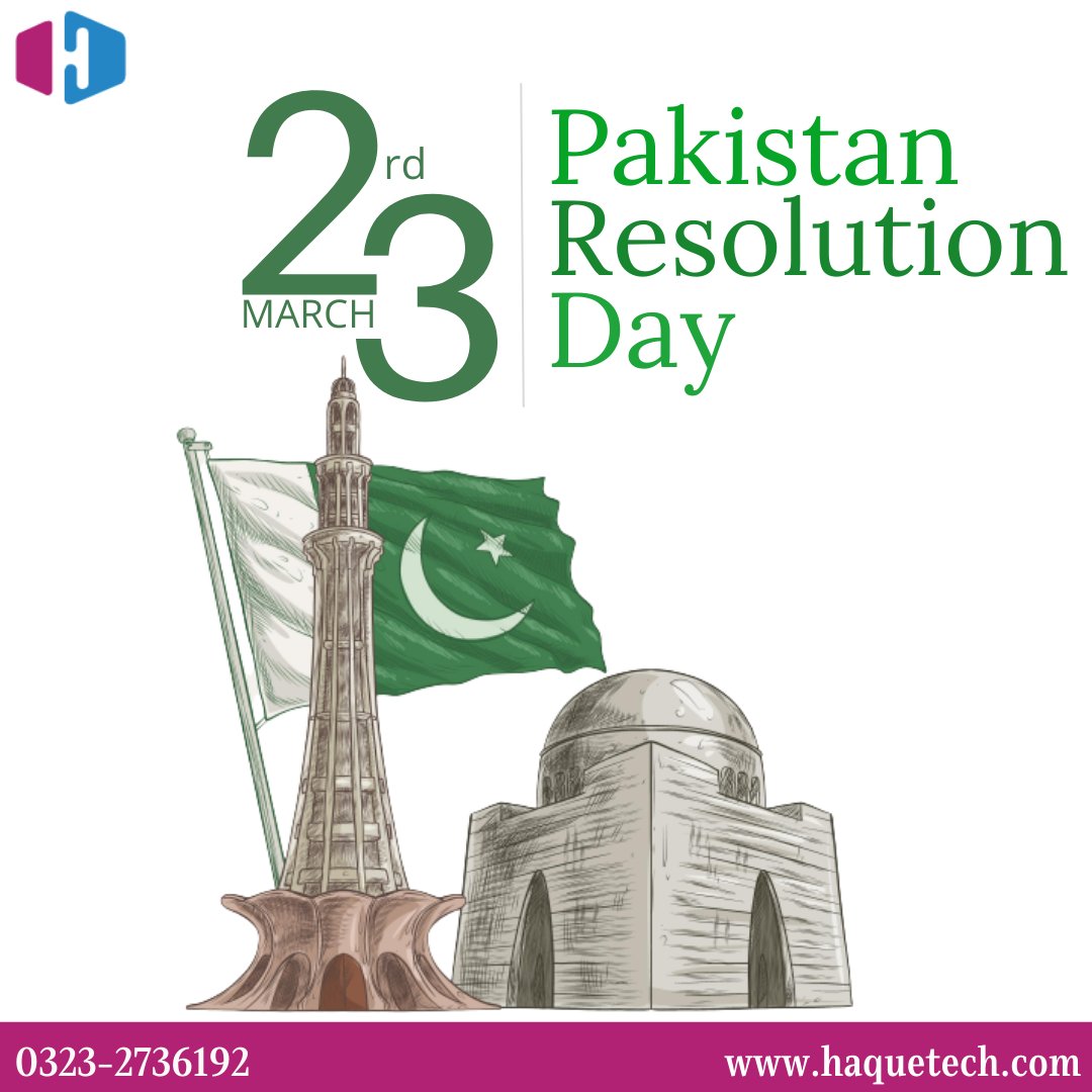 HaqueTech's tweet photo. On this 23rd of March, may patriotism be led by the values that gave vision to this wonderful nation, Let us celebrate this day by promising to do our share to make our country more prosperous and more powerful.
#23rdMarch #PakistanDay #ResolutionDay #یوم_پاکستان https://t.co/HjU0YVHtYV
