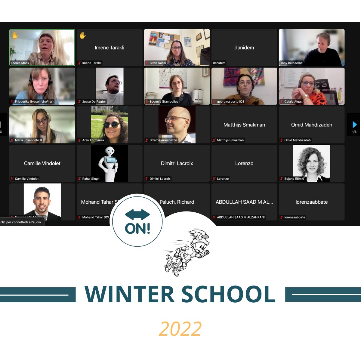 PerseoProject's tweet image. #workstart
On line today: #PERSEOproject #WinterSchool
on Ethics and Interdisciplinary Research Methods
for Personalized Robotics.

@univienna in collaboration with #Noosware B.V. Eindhoven. In the framework of PERSEO European Training Network.
#research #personalizedRobotics