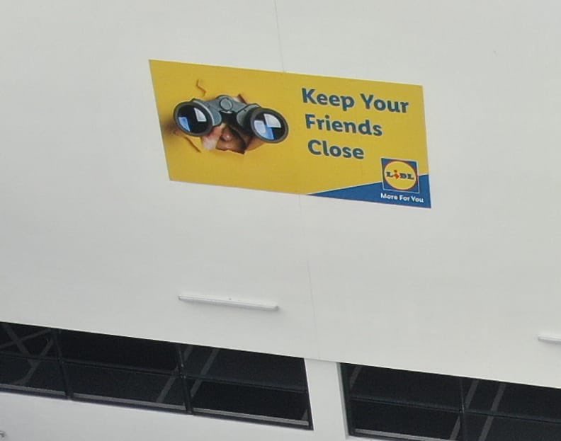 Danny_McTurner's tweet photo. Lidl are opening a new store in Galway. It’s next door to an Aldi. This sign is facing the Aldi store. Top trolling. https://t.co/gsXnPCZtxb