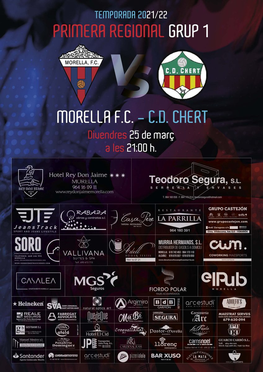 Morella_FC's tweet photo. Aquet divendres, "si el tiempo lo permite" adelantem el partit a les 21:00 per motiu de les festes de la Madalena, un partit vital per la resolució de la temporada.
Amunt Morella!!!!!!!!!!!!!! https://t.co/lTUFWle2Dm