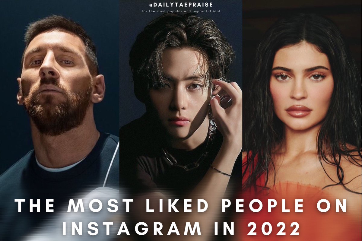 dailytaepraise's tweet photo. Kim Taehyung joined Ronaldo, Messi, Kylie Jenner and Khaby Lame and became the Most Liked Person on Instagram this year as his recent post surpassed 15M likes. Congratulations! https://t.co/0Imrhc93FY