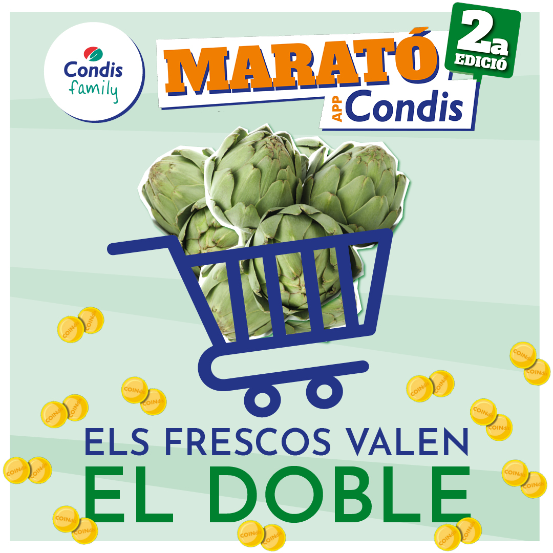 Condislife's tweet photo. Què hi ha millor que comprar frescos?🥦 Guanyar el doble de COINdis per la Marató!!!💰Participa-hi! Guanyar és molt fàcil!😎
#CondisAmbTu #Condislife #Condis #MaratóCondis #appCondisFamily https://t.co/9MqkxwMlF5