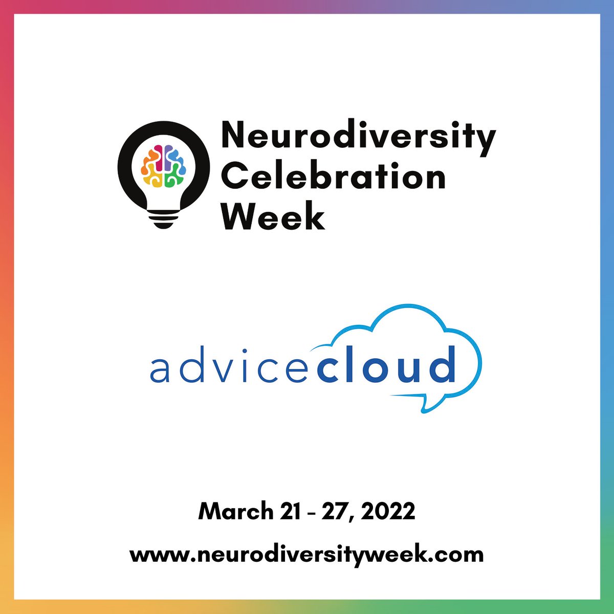 AdviceCloud's tweet photo. It is #NeurodiversityCelebrationWeek and at Advice Cloud we are always working to learn more about our team members and value the talents of neurodiverse minds! 🧠

There are various online talks being hosted by 
@NCWeek. Head over to https://t.co/K7k0c5mOlg to sign up for some! https://t.co/TDB79XMlfL