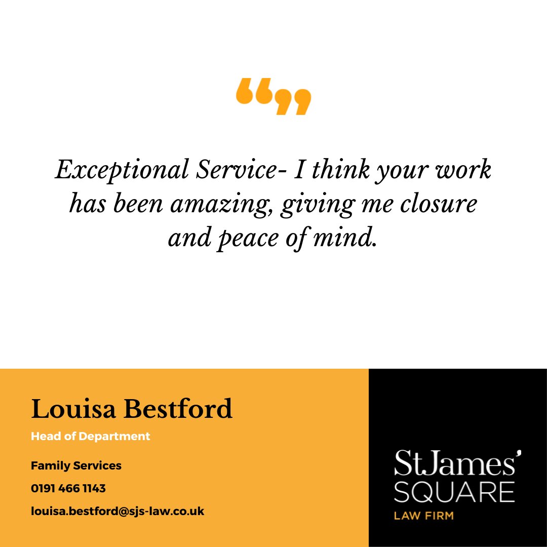 Louisa is Head of #FamilyServices at St James' Square Law Firm and has over 10 years of experience in family law matters. She has worked for a number of leading law firms in the North East and is a highly regarded #familylaw specialist: bit.ly/3yFrikh