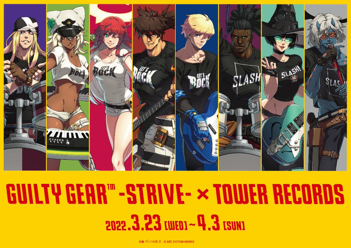 Aitai☆Kuji Guilty Gear Tower Records T-Shirt Let's Rock Ver.