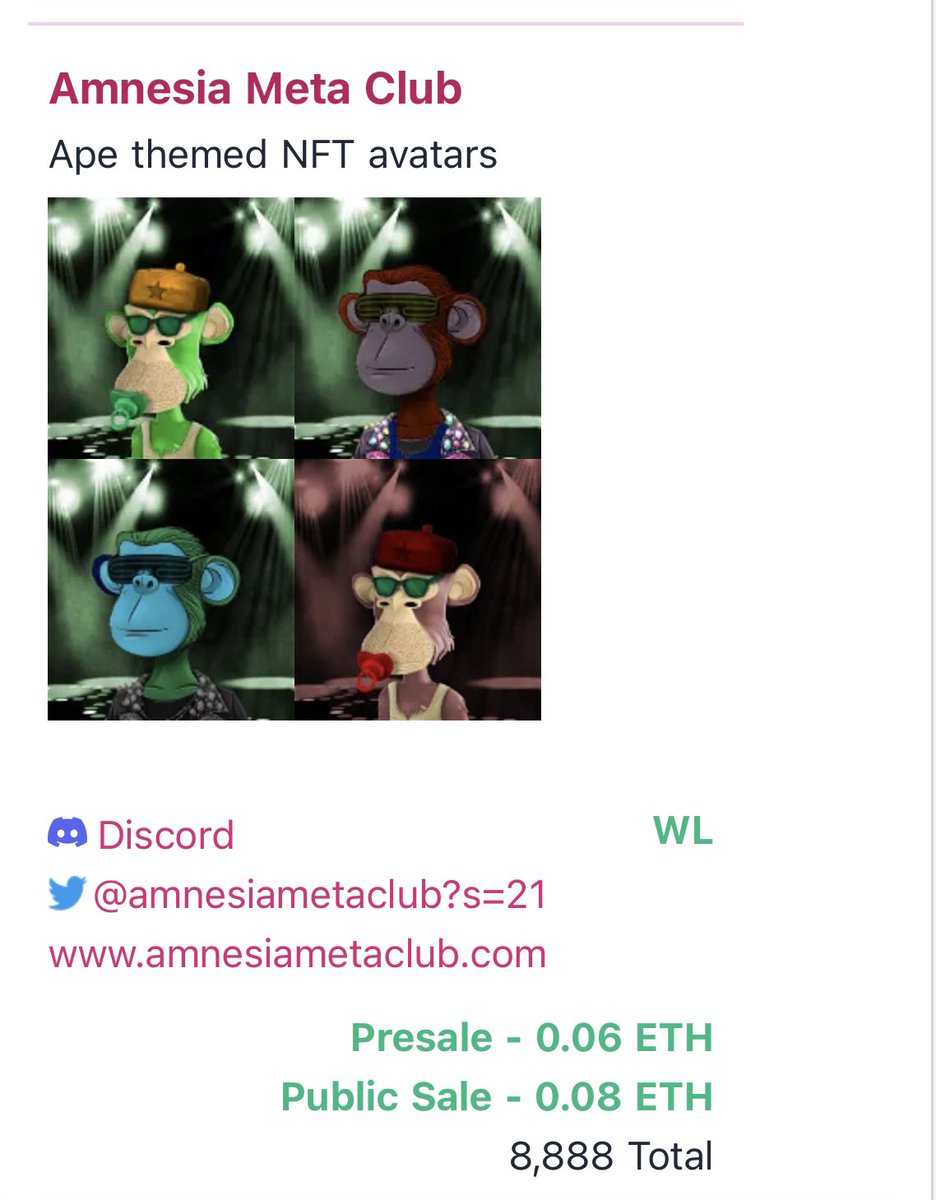 🔥🚀 WE ARE ON 3 biggest platforms    with  NFT calendar upcoming projects, and we are VERIFY 🚀🔥. Probably nothing😅.<a href="/nftcalendar/">NFT Calendar</a>  @RaritySniperNFT @raritytools                                                    🎁For that we give 5 free NFTs 🎁 Like&amp;RT,follow <a href="/AmnesiaMetaClub/">Amnesia Meta Club</a>