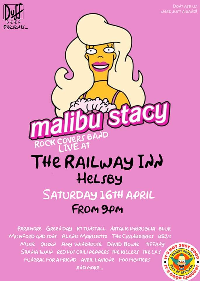 railwayhelsby's tweet photo. Don't forget about the fantastic band @Malibustacyuk playing in a few weeks 🎸. #Helsby #Frodsham #Cheshire #railwaypub #livemusic @GastroTaverns https://t.co/57qpnWr51V