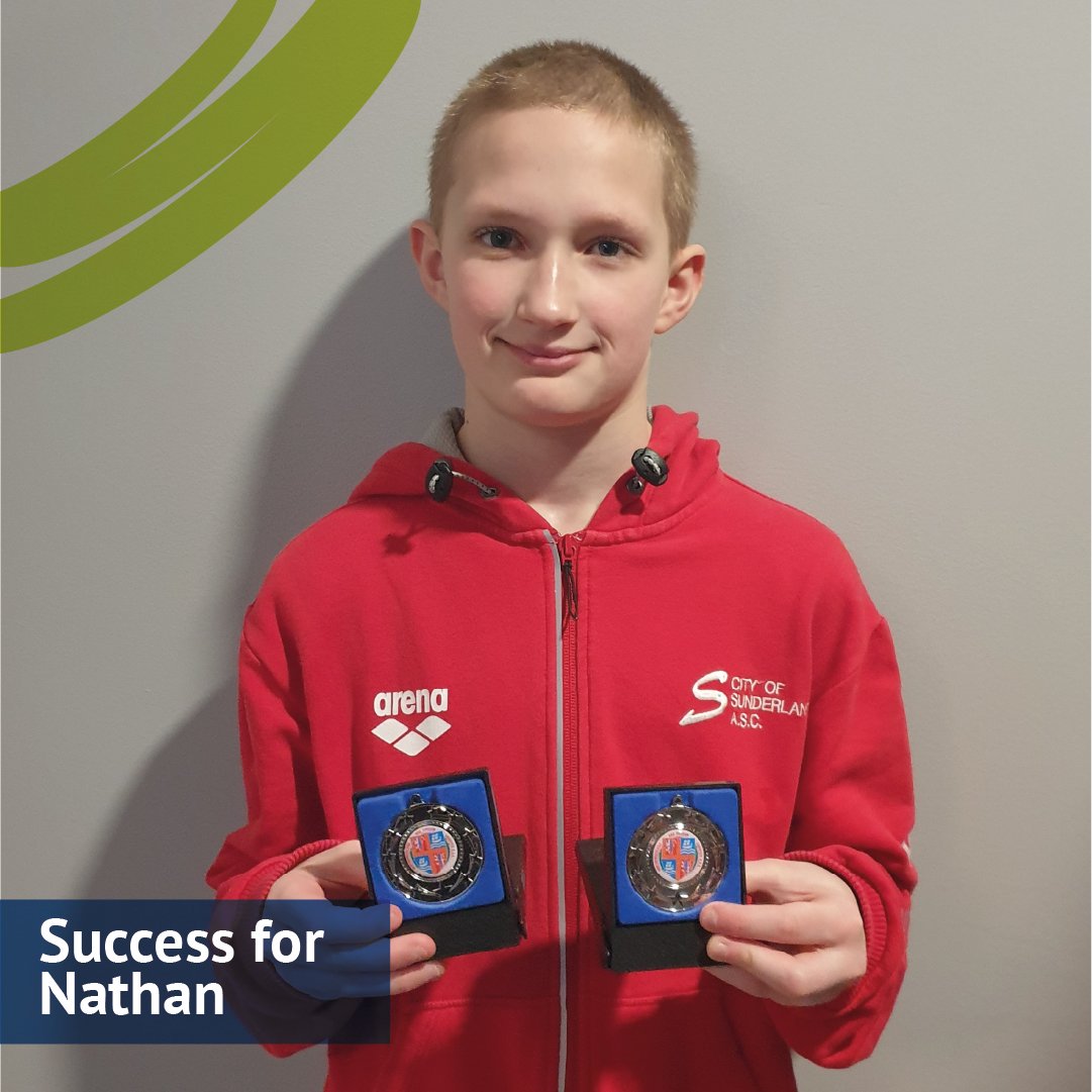 Our sponsored swimming star Nathan took part in the Northumberland and Durham County Championships Teams Day last week, where he won silver medals in the 4 x 50m Freestyle and the 4 x 50m Medley relay races. 

Go Nathan!  Another excellent performance.