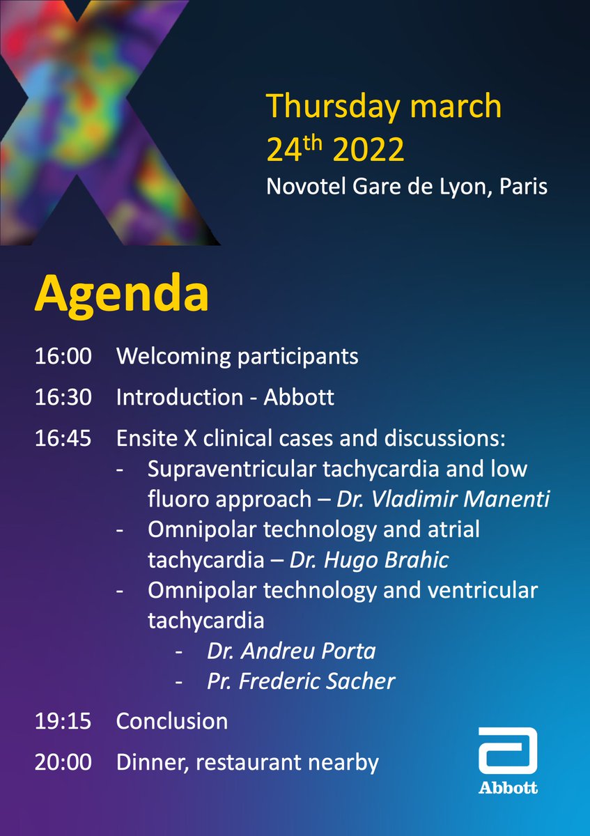 aportasanchez's tweet photo. Join us tomorrow 4pm! Ensite Xpert club. Great to be in Paris for face to face meetings! The (r)evolution of #electrograms with Omnipolar Technology organized by @AbbottCardio. #AblateVT #EPeeps @hospitalclinic https://t.co/kJvK1DbNwp