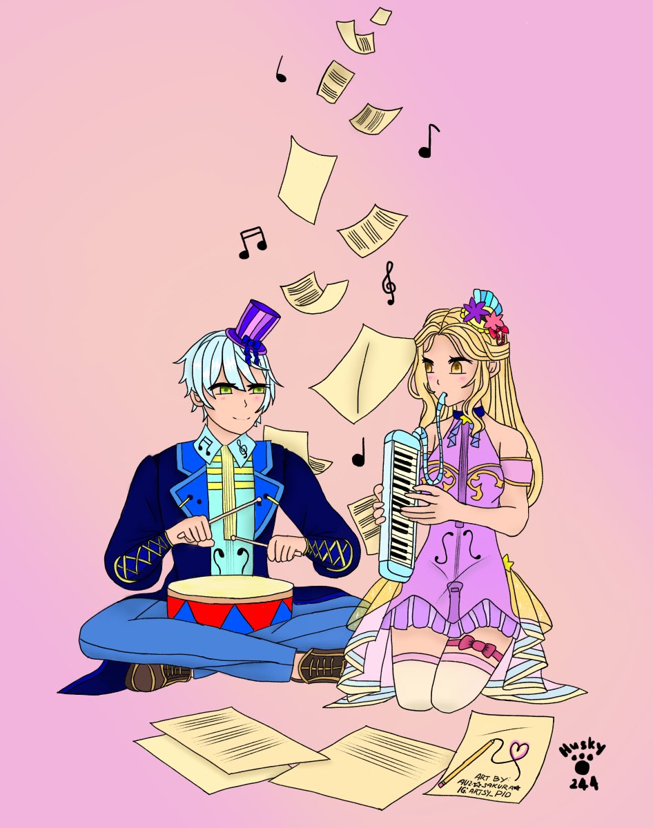 Hasuki244's tweet photo. Yesterday was completely exhausting, but nostalgia hit🥰

I committed to this musical🎧🎶  mobile game (&amp; still have it :3 4 years sheesh) I miss AU2 💖 &amp; it was what started my persona

*sketch was provided, I coloured*
#AU2mobile 

Curious, any of you got (a) nostalgia game(s)? https://t.co/NbAl47GSav