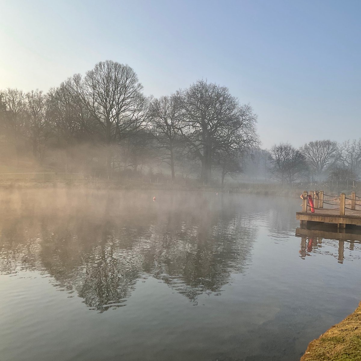 Who wants to swim in the mist? Water temperature is now in double figures! 10 degrees.

#coldwaterswimmers #lakeswimming #openwaterswimming