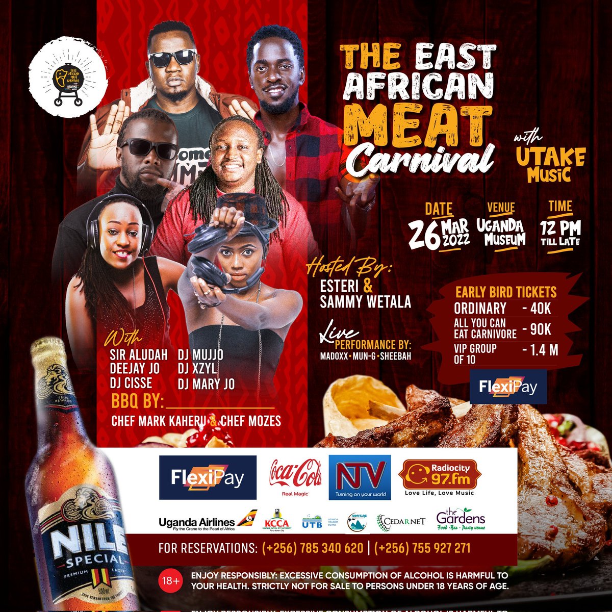 MwizaSophy's tweet photo. Here is the list for the #EastAfricanMeatCarnival
Muscians๐ฅ
Maddox
@Ksheebah1
@MunGmato
DJS๐ฅ
@DjAludah
@DeejayMaryjo
@cissethedeejay
#DjMujo
@Dxzyl
Hosts ๐ฅ
@esteri_ug
@SammyWetala https://t.co/qWXSZodGQC