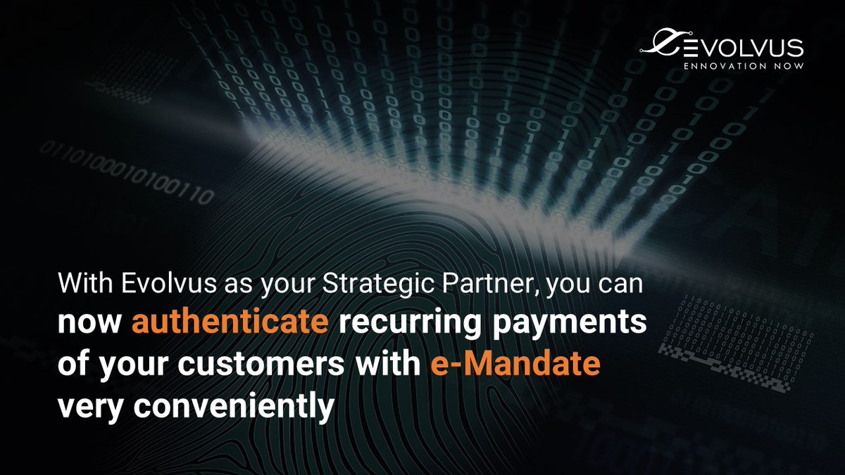 evolvus's tweet photo. Move to e-Mandate’s faster and simplified Authentication process. Just one time authentication allows you to auto-debit your customer’s account at every billing cycle.
To know more visit https://t.co/jLrVnOjOrw or email us at info@evolvussolutions.com
#NACH #NPCI #Emandates https://t.co/5np2AZCbgJ