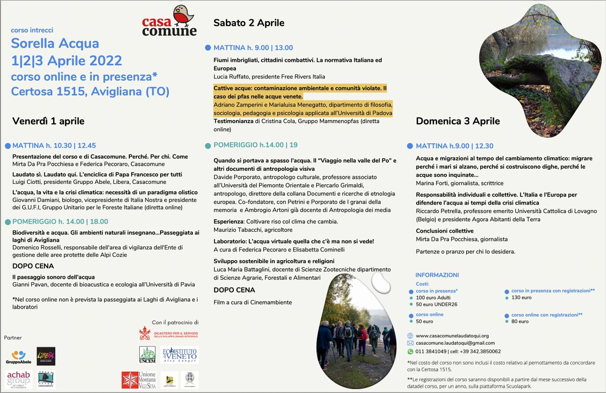 MaluMenegatto's tweet photo. I'm very happy to partecipate with Adriano Zamperini to the course devoted to #water. We'll discuss among our latest #research Cattive Acque on #PFAS contamination in Veneto Region  
#environmentalpsychology #humansecurity #health #wellbeing #ecojustice https://t.co/uS5wtJwqZB