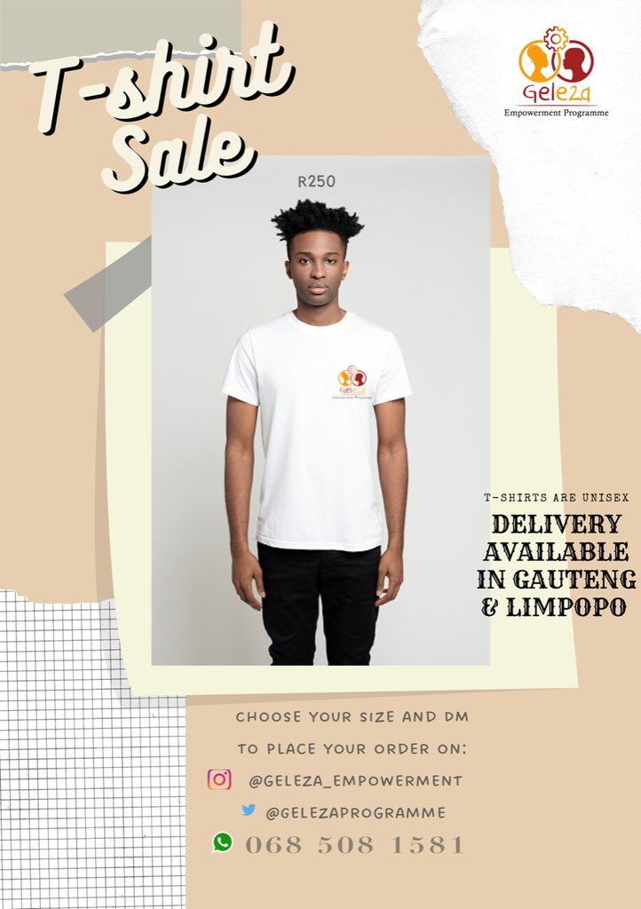 maponya_mantsha's tweet image. Good Morning 🌸
Raising funds for an upcoming event (Limpopo Province)📍Please support our organisation/the initiative by purchasing the Geleza T-Shirt … Details on the poster 🙏🏾 Event details will be communicated in due course 🇿🇦 @GelezaProgramme #TheFutureWeWant