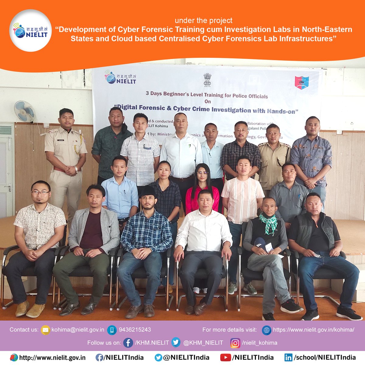 KHM_NIELIT's tweet photo. Building capacity of Law Enforcement Agency to tackle Cybercrimes: Intensive Training on “Digital Forensics &amp; Cyber Crime Investigation with Hands-on” Begins today at NIELIT Kohima @NIELITIndia @GoI_MeitY @AshwiniVaishnaw @Rajeev_GoI @NagalandPolice @CHU_NIELIT @mygovindia https://t.co/zR0GRCo15T