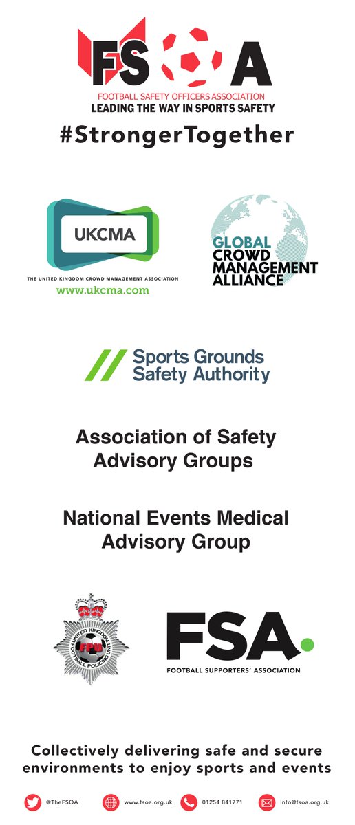 _UKCMA_'s tweet photo. UKCMA are delighted to support our wonderful colleagues at the Football Safety Officers Association @TheFSOA 's two day conference and exhibition, which wraps up today. 👏👏

https://t.co/SGkytoXwr9

#strongertogether https://t.co/an7RfD5cGE