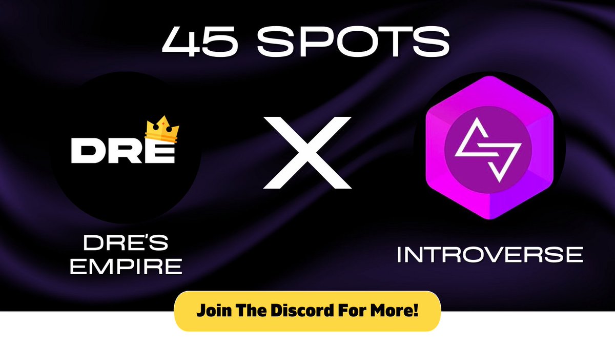 Dre's Empire x Introverse

@_introverse_ have given us 5 spots to giveaway on our Twitter and 45 on our discord: discord.gg/dres'empire

How to enter:
1. Follow @_introverse_, <a href="/Dres_Empire/">Dre</a> and <a href="/Sevesternft/">Sevester</a> 
2. Like, RT and Tag 3 friends
3. Join the discord above

Ends 24 hours