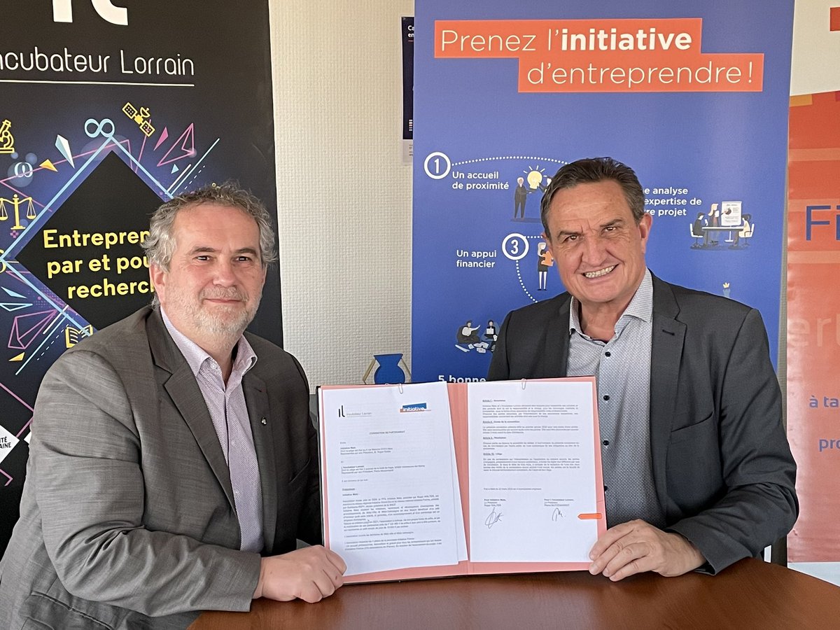 Signature du partenariat entre l’incubateur et initiative Metz ! Un partenariat gagnant pour nos start up ! #innovation#financement <a href="/Univ_Lorraine/">Lorraine</a>