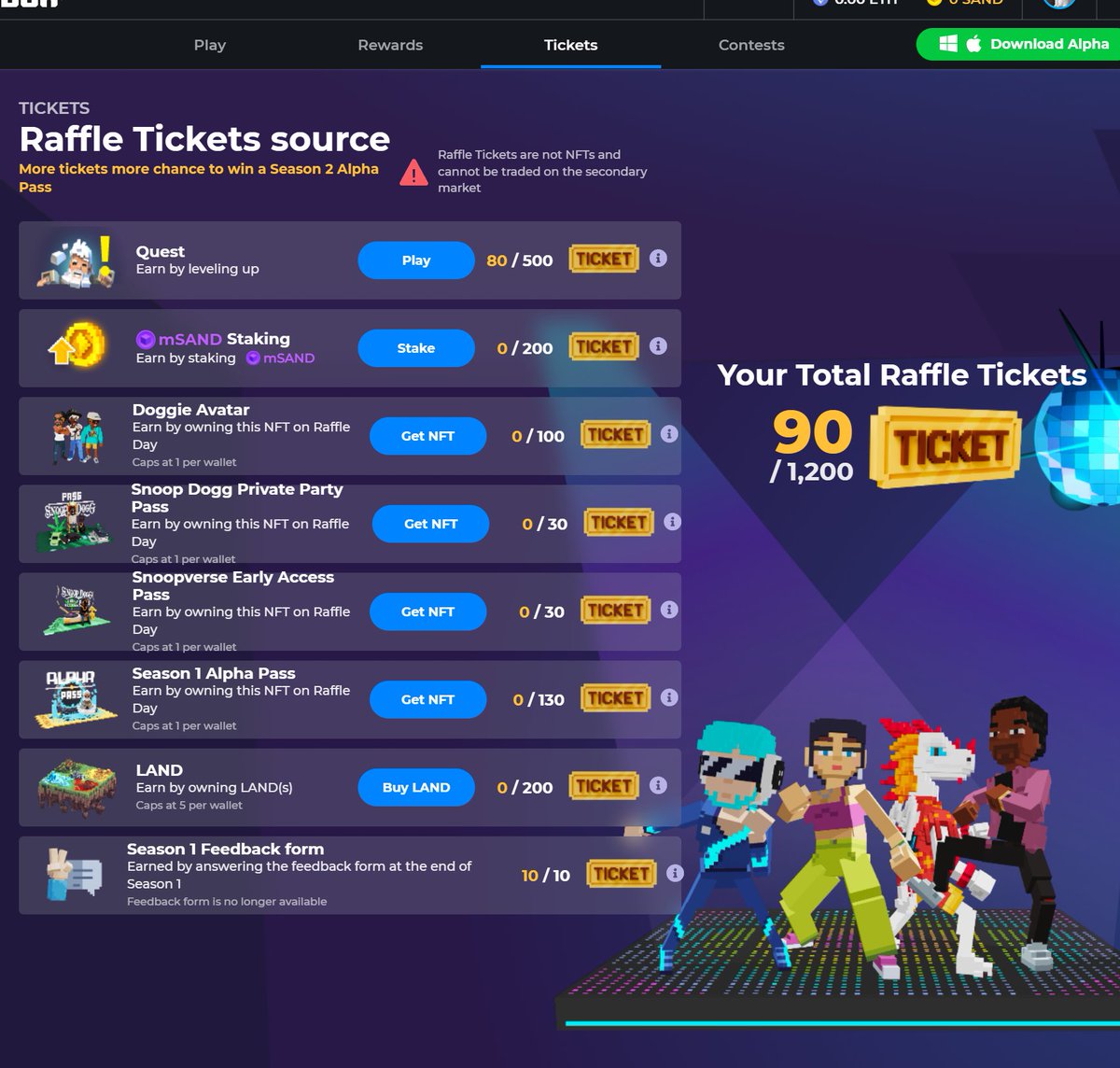 zningyy's tweet photo. @TheSandboxGame I just participated in the daily #SandboxAlphaS2Contest for a chance to earn up to 1,000 $SAND! Starting March 22 - Ticket Day. Check out my screenshot below!
👇 #SandboxAlphaS2 https://t.co/ABVkYwoFIP