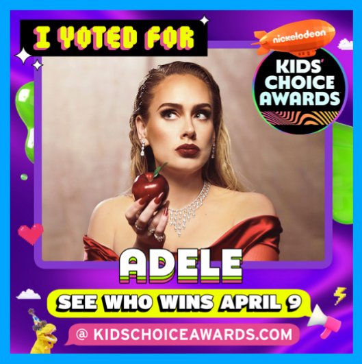 IloveyouLouei's tweet photo. Vote for
#Adele
#EasyOnMe 
#Adele30 
#AdeleUK
En #KidsChoiceAwards2022 https://t.co/xR1UYVPnwT