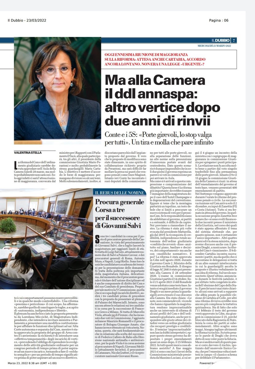 Riforma del Csm talmente urgente che si rinvia sempre. Un anno ha impiegato questo governo x depositare emendamenti. Alla fine si dribblerà nuovamente il Parlamento come dice <a href="/Enrico__Costa/">Enrico Costa</a> ?