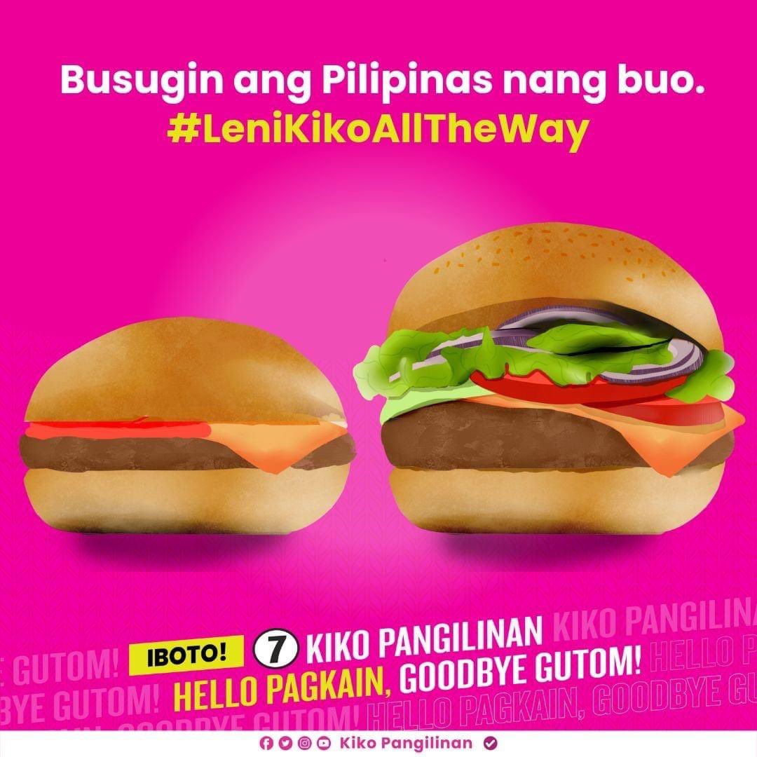 kikopangilinan's tweet photo. SAAN AABOT ANG KALAHATING PANALO?

Dun na tayo sa mabubusog nang lubos ang ating bansa.

Leni-Kiko All The Way lang tayo sa halalan dahil love natin ang Pilipinas. Hindi deserve ng Pilipinas ang bitin na pagbabago.

#LeniKikoAllTheWay
#LeniKiko2022 https://t.co/9dCvL9wkYR