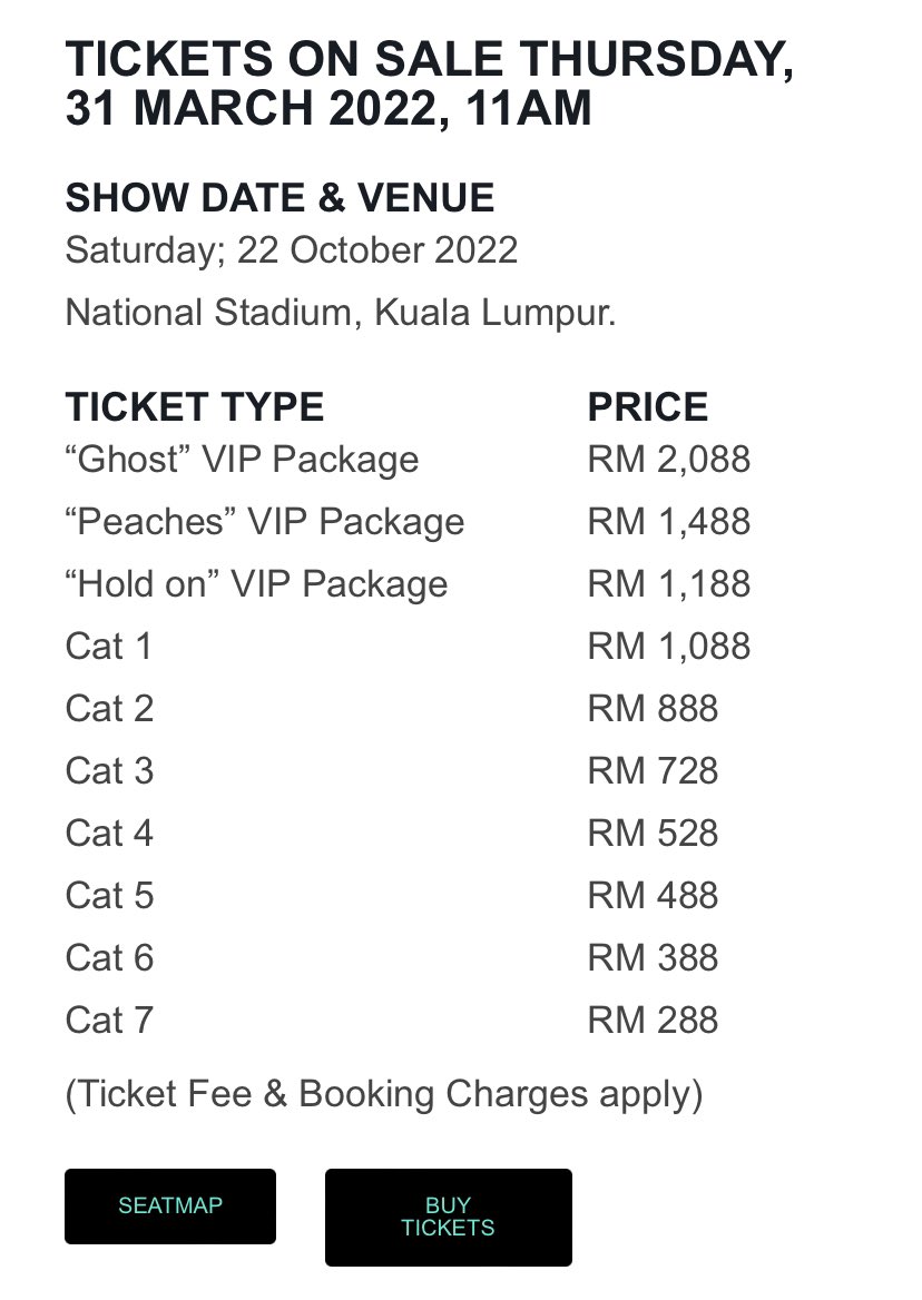 Justin bieber concert malaysia ticket