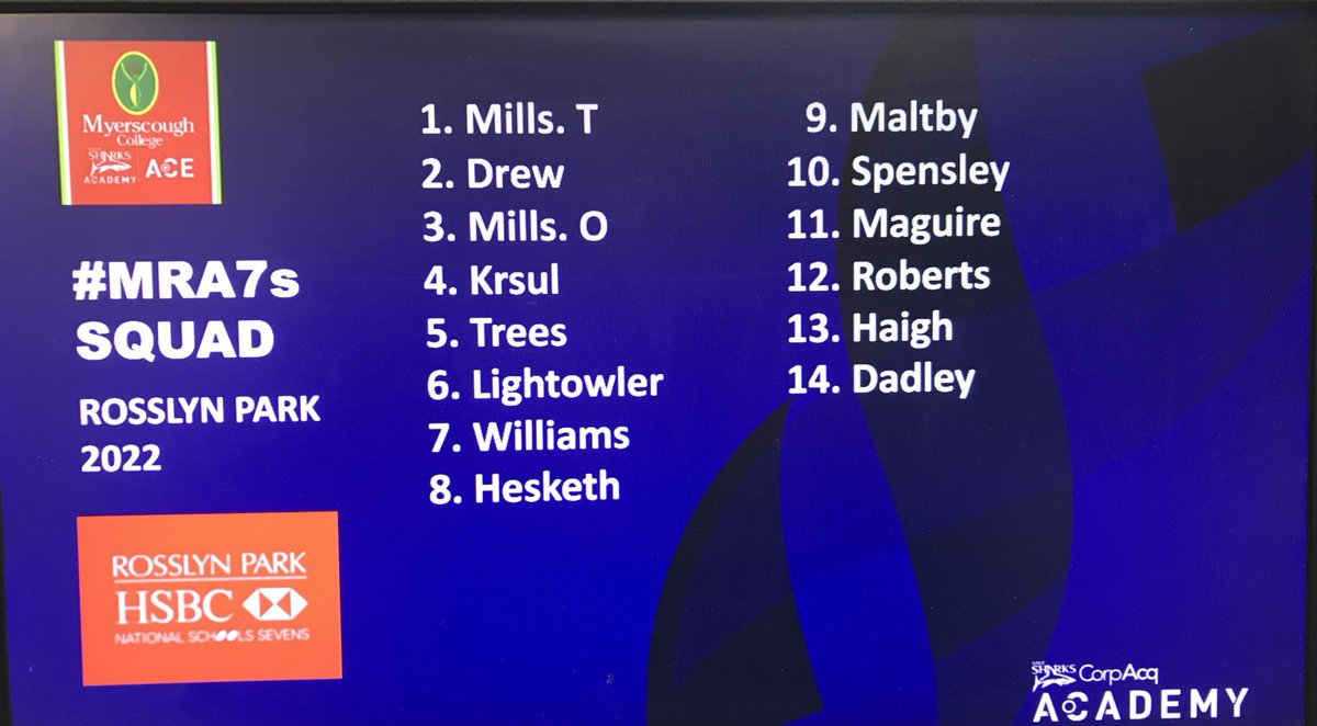 MyerscoughRugby's tweet photo. We are delighted to announce our #MRA7s squad for @RPNS7 @MyerscoughColl @MyerscoughRugby #supporttheteam your messages of support will lift the boys 🏉💪👏 🦈 https://t.co/Q4DhupST1x