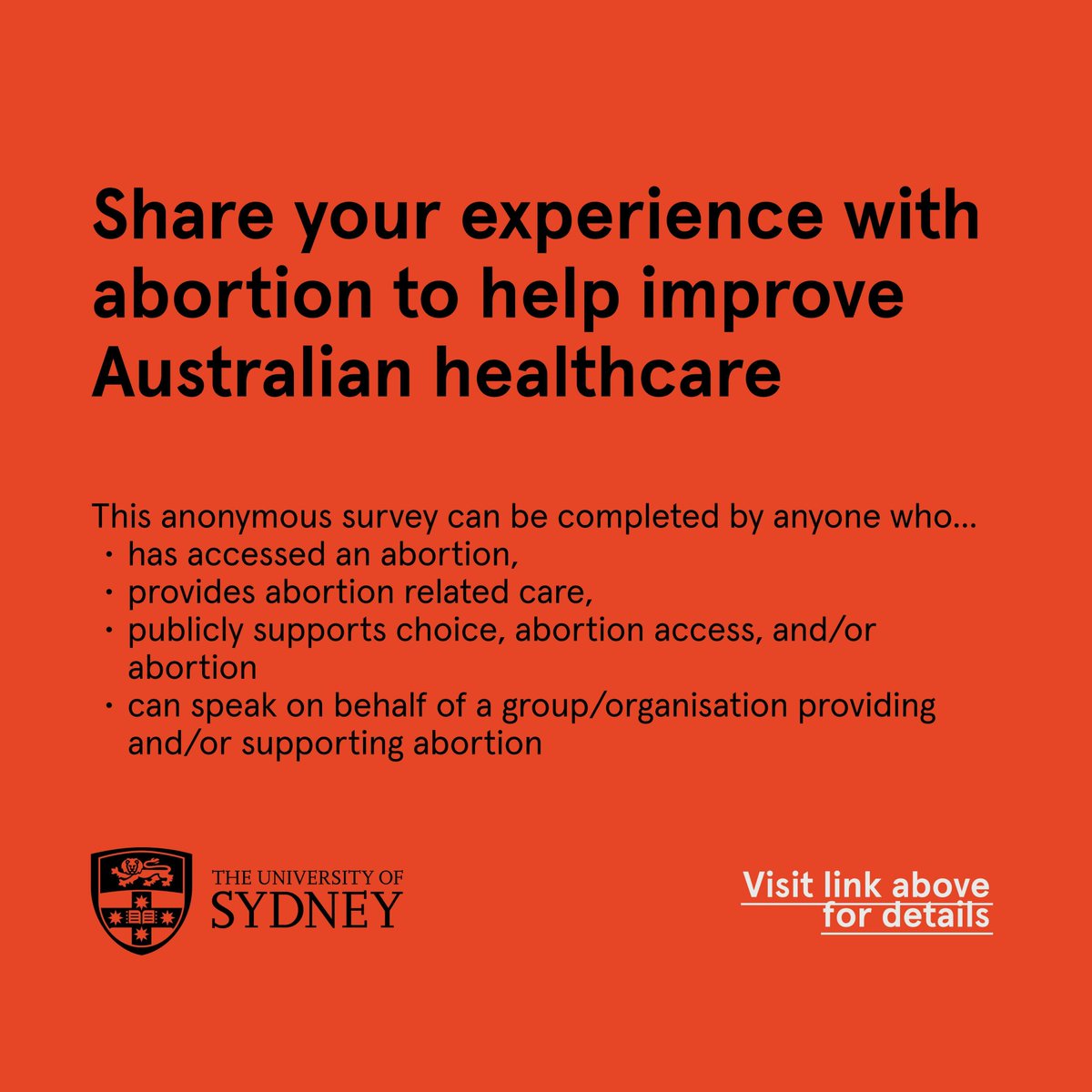 S_RatcliffePhD's tweet photo. To help address challenges of abortion care, our research team from @Sydney_Uni  are conducting an anonymous online survey to examine experiences of abortion stigma.

To find out more, head to https://t.co/CqsO9Ont0o.

#abortion #SRH https://t.co/HatNrJmBoK