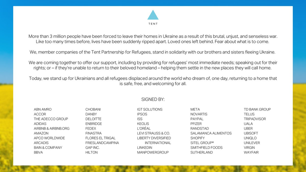 issworld (@issworld) on Twitter photo 🇺🇦 ISS stands proudly, with 40+ companies who are members of <a href="/TentOrg/">Tent Partnership for Refugees</a>, in solidarity with the people of Ukraine. We support the more than 3.5 million #refugees who have fled, and hope for a peaceful resolution to this conflict. Read more: bit.ly/3NoMeUL 🇺🇦 ISS stands proudly, with 40+ companies who are members of <a href="/TentOrg/">Tent Partnership for Refugees</a>, in solidarity with the people of Ukraine. We support the more than 3.5 million #refugees who have fled, and hope for a peaceful resolution to this conflict. Read more: bit.ly/3NoMeUL
