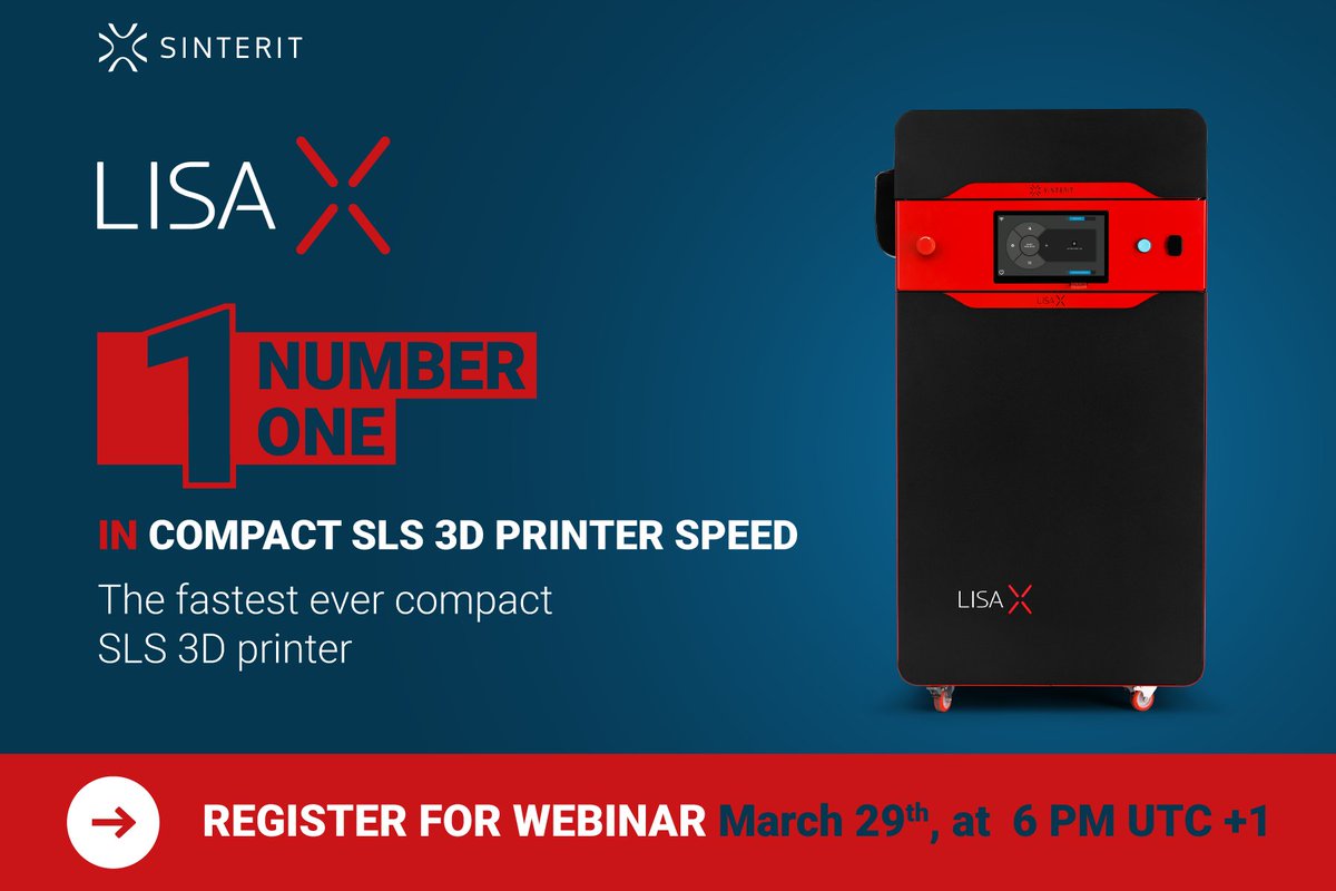 🖥️Webinaire sur l'imprimante 3D Lisa X de #Sinterit

Besoin d'imprimer un grand volume d'impression en un temps record ?

Rejoignez le webinaire Sinterit dédié à l'imprimante 3D SLS Lisa X !

📅le mardi 29 mars 
🕙à 18h 

Inscrivez-vous dès maintenant : ow.ly/EsOO50IpeZ2