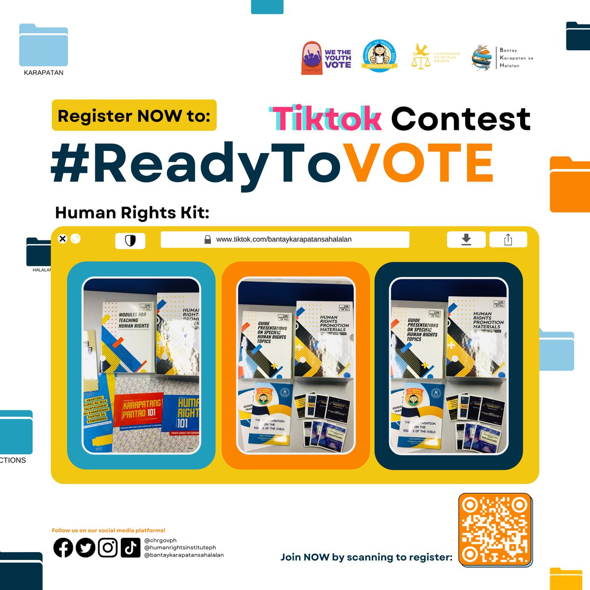 bkh2022election's tweet photo. Check this out! Another set of prizes for the #ReadyToVOTE TikTok Contest. 

Join Now! Click this link to register: https://t.co/YlOGEo5MXb

#BantayKarapatansaHalalan2022
#BKH2022 https://t.co/V3MqqjwhUQ