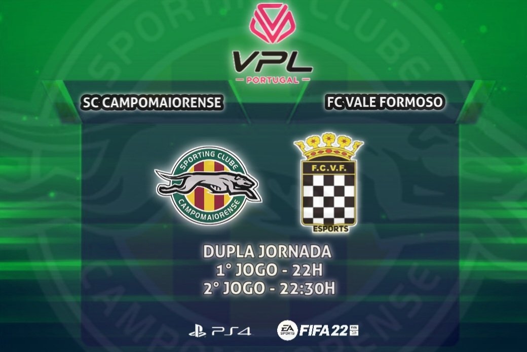 Hoje os nossos galgos vão disputar mais uma dupla jornada a contar para a @VPLPortugalPS contra uma grande equipa do <a href="/clube_vale/">Futebol Clube Vale Formoso Esports</a> 
#FIFA22 
#ProClubs
#SOMOSGALGOS