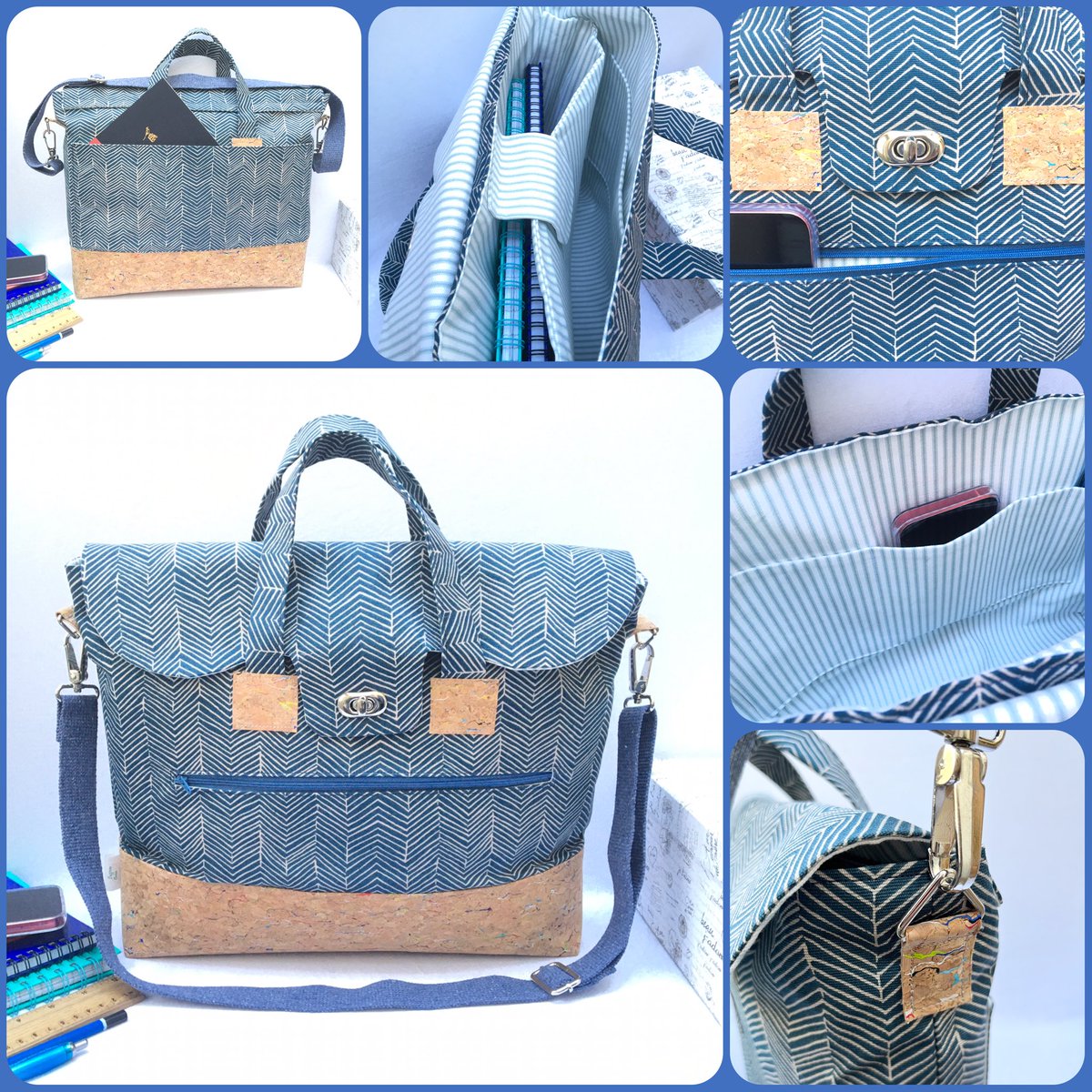 RachelHutty's tweet photo. Brand new design from me! The briefcase bag with detachable shoulder strap and padded pocket for your laptop.
What d’ya think? This one is a cotton canvas with cork leather base.

https://t.co/OyYDt7NaMs

#handmadebags #workbags #shopindie #SupportSmallBusinesses https://t.co/n9yn3WlVHl