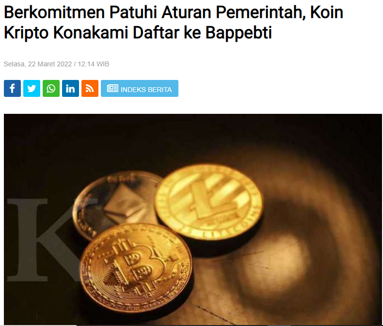 ESC_crypto's tweet photo. CEO Konakami, Dobby Lega Putra mengantar langsung berkas-berkas pendaftaran ke Badan di bawah Kementerian Perdagangan itu.
https://t.co/3m7rozK9Ak
#ESCX
#cryptocurrency https://t.co/hC57WLA4TH