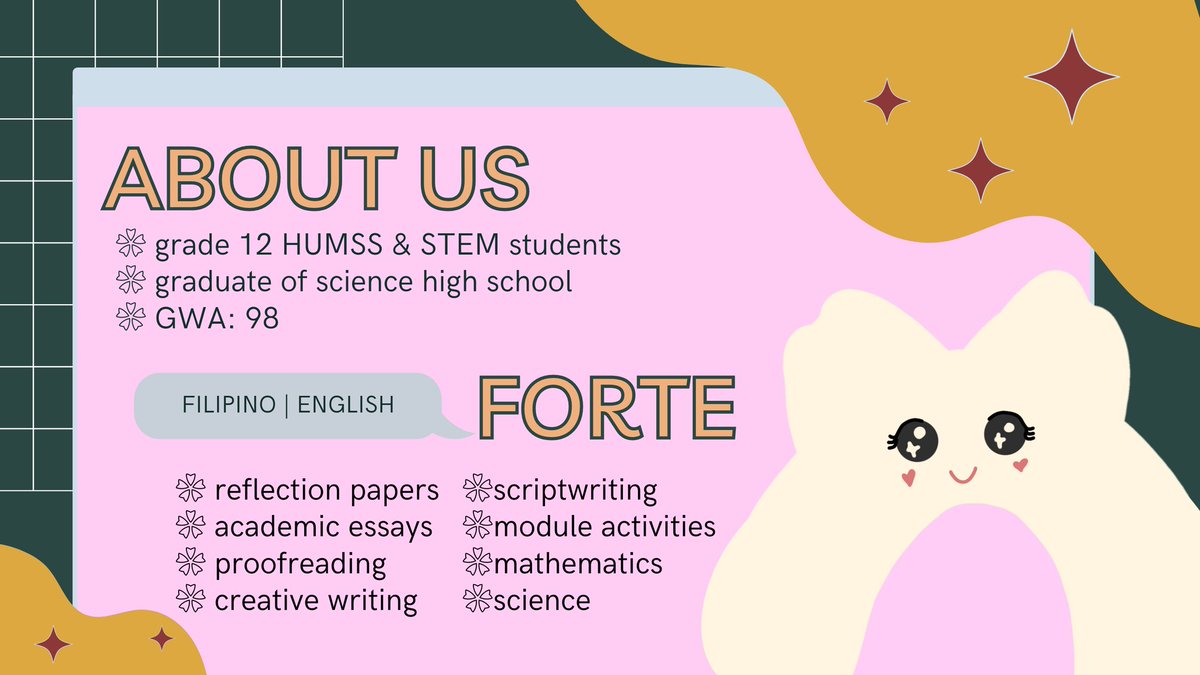 acadhelper__'s tweet image. We are your friendly academic helpers! And we offer legitimate and affordable scholarly services^°^ 

Don&apos;t hesitate to send us a DM and we&apos;ll help you right away ☆

#academiccommission #acadcom #acadhelper #commissions #commissionsopen