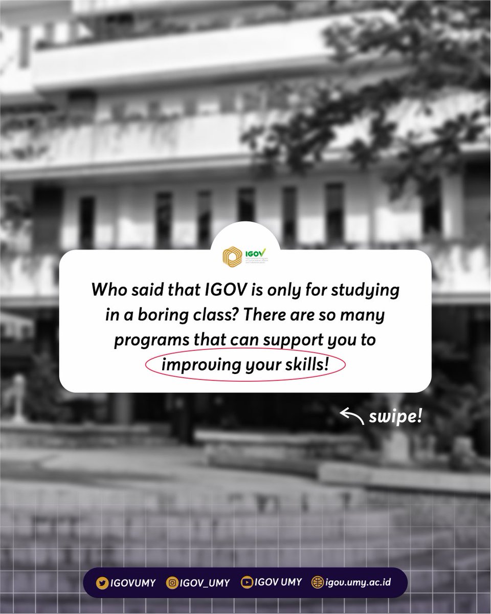 IGOVUMY's tweet photo. Holla IGOVers!!!
Do you know? At IGOV you don't just learn about Government, but you will also be helped to hone your skills with programs made by IGOV! very cool right?
What do you think is the most interesting program?
#IGOVUMY
#InternationalProgram
#MudaMendunia
#IPUMY https://t.co/4gTwnBaYuK
