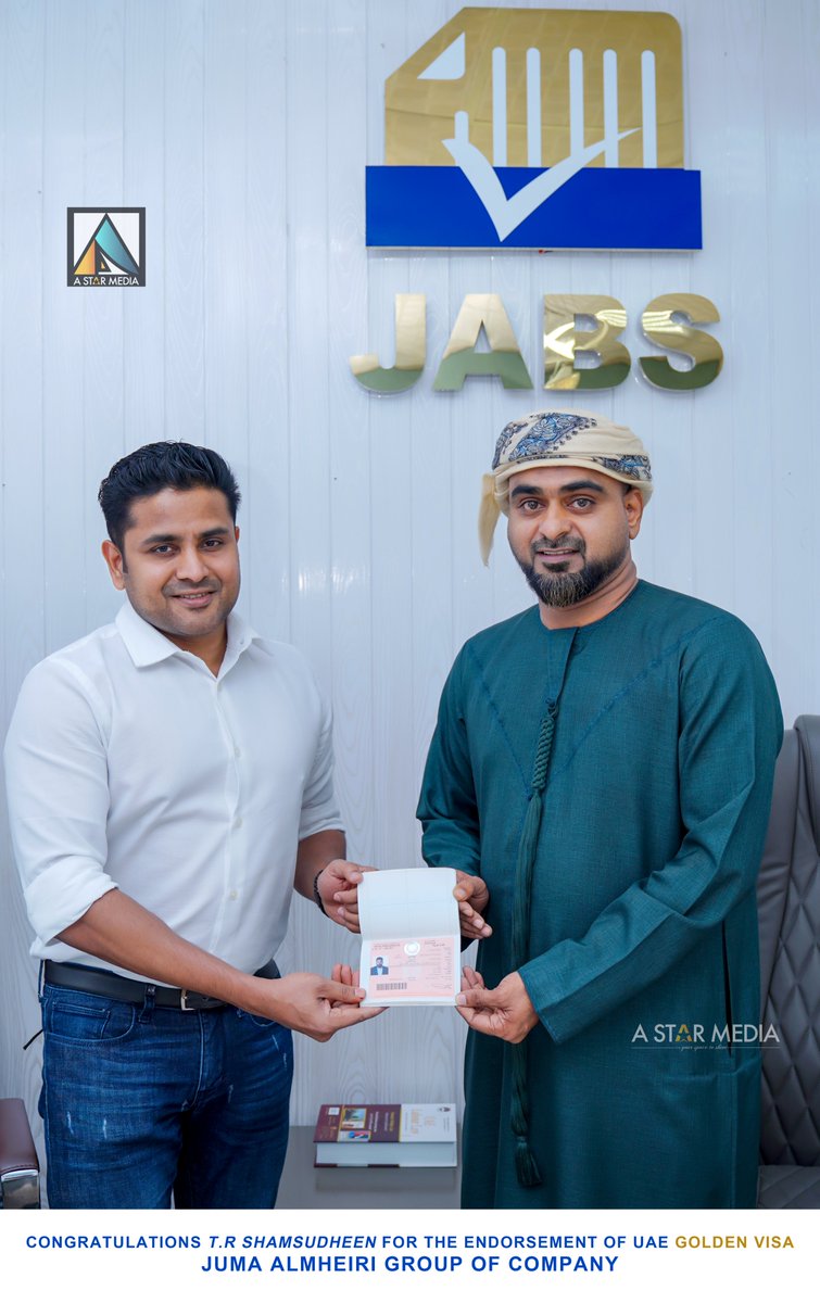 Congratulations to Mr. @Shamsudheen_TR an educationist, award winning film producer and a technocrat for the endorsement of UAE Golden Visa 
#trshamsudheen #educationist #filmproducer #technocrat #uaegoldenvisa #jabsgroup