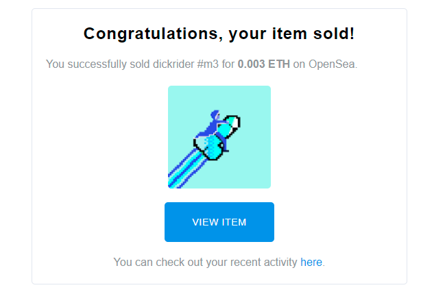 Another sale ❤❤️❤️🚀
opensea.io/Dickrider
#NFT #NFTs #NFTsales #NFTSold #NFTCommunity #NFTProject #NFTartist #NFTSold