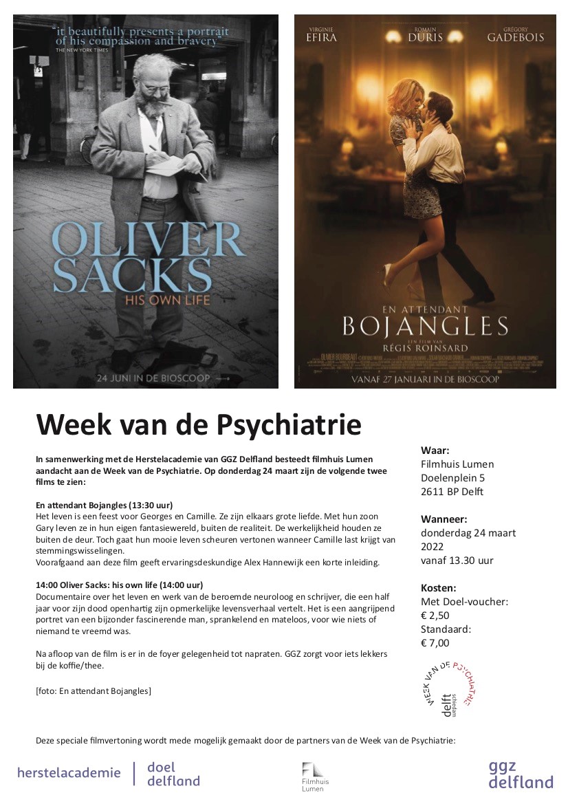 jmostert64's tweet photo. Deze week is het de landelijke Week van de Psychiatrie. De Herstelacademie besteedt deze week aandacht door twee pakkende films in samenwerking met 
@FilmhuisLumen
 te vertonen. Meer informatie: herstelacademie@ggz-delfland.nl.
#psychiatrie #ggz #weekvandepsychiatrie https://t.co/ZfHZoIlXlp