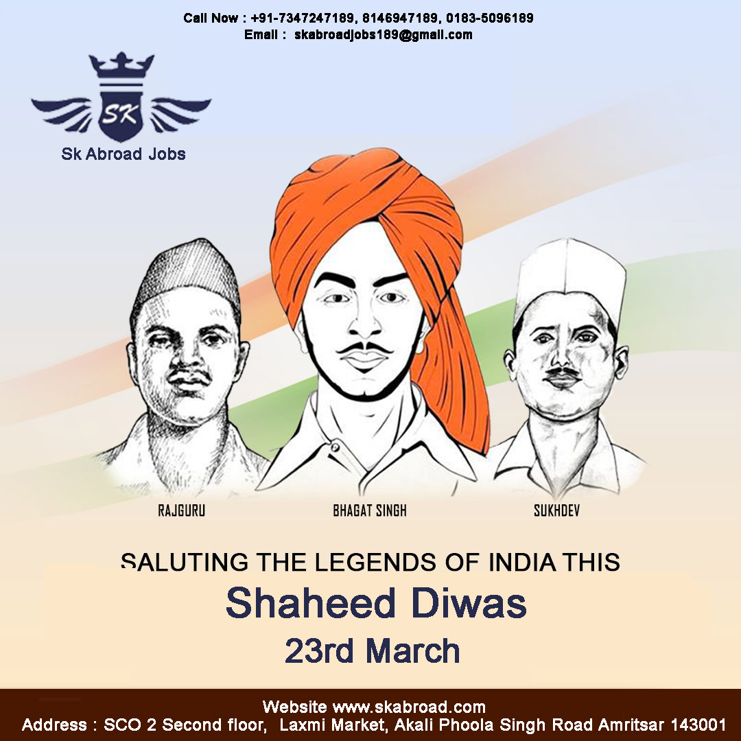 sk_jobs's tweet photo. The day is observed to mark the death anniversary of freedom fighters Bhagat Singh, Sukhdev Thapar, and Shivaram Rajguru.
Call Now : +91-7347247189, 8146947189, 
Website https://t.co/Jom9MdpliT #bhagatsingh #india #indianarmy #indian #jaihind #chandrashekharazad #rajguru #army https://t.co/wPknysbB3L