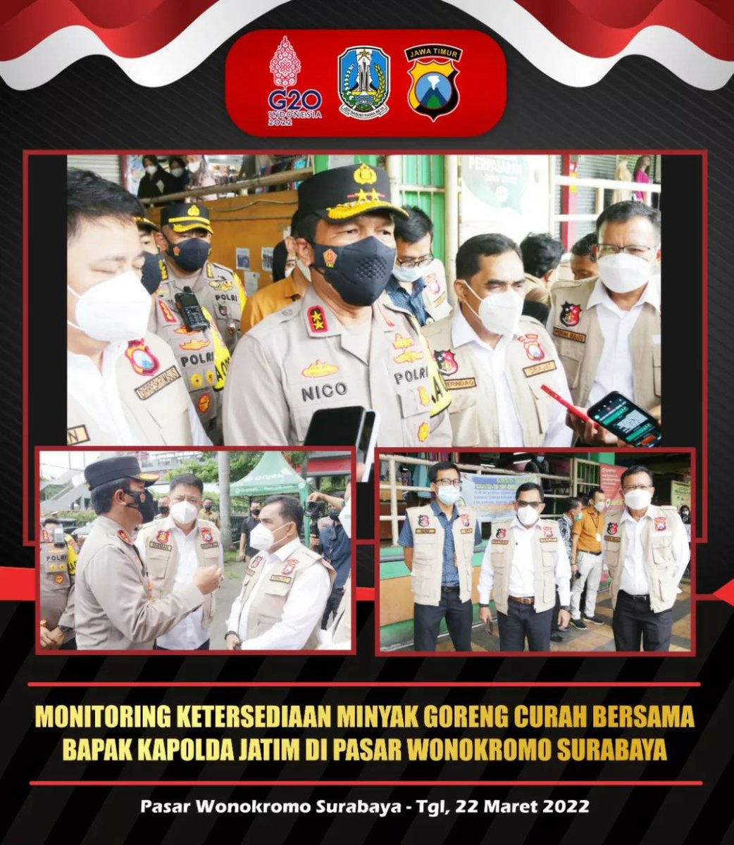 indagjatim's tweet photo. Kadisperindag Jatim, @drajat.irawan hadir pada kegiatan monitoring ketersediaan minyak goreng curah bersama Kapolda Jatim, Bapak Irjen Pol Nico Afinta di Pasar Wonokromo, Surabaya, (22/3). 

@emildardak
@kemenperin_ri
@kemendag
@humasprovjatim
@jatimcettar
@disperindagprovjatim https://t.co/nzBeseTyql